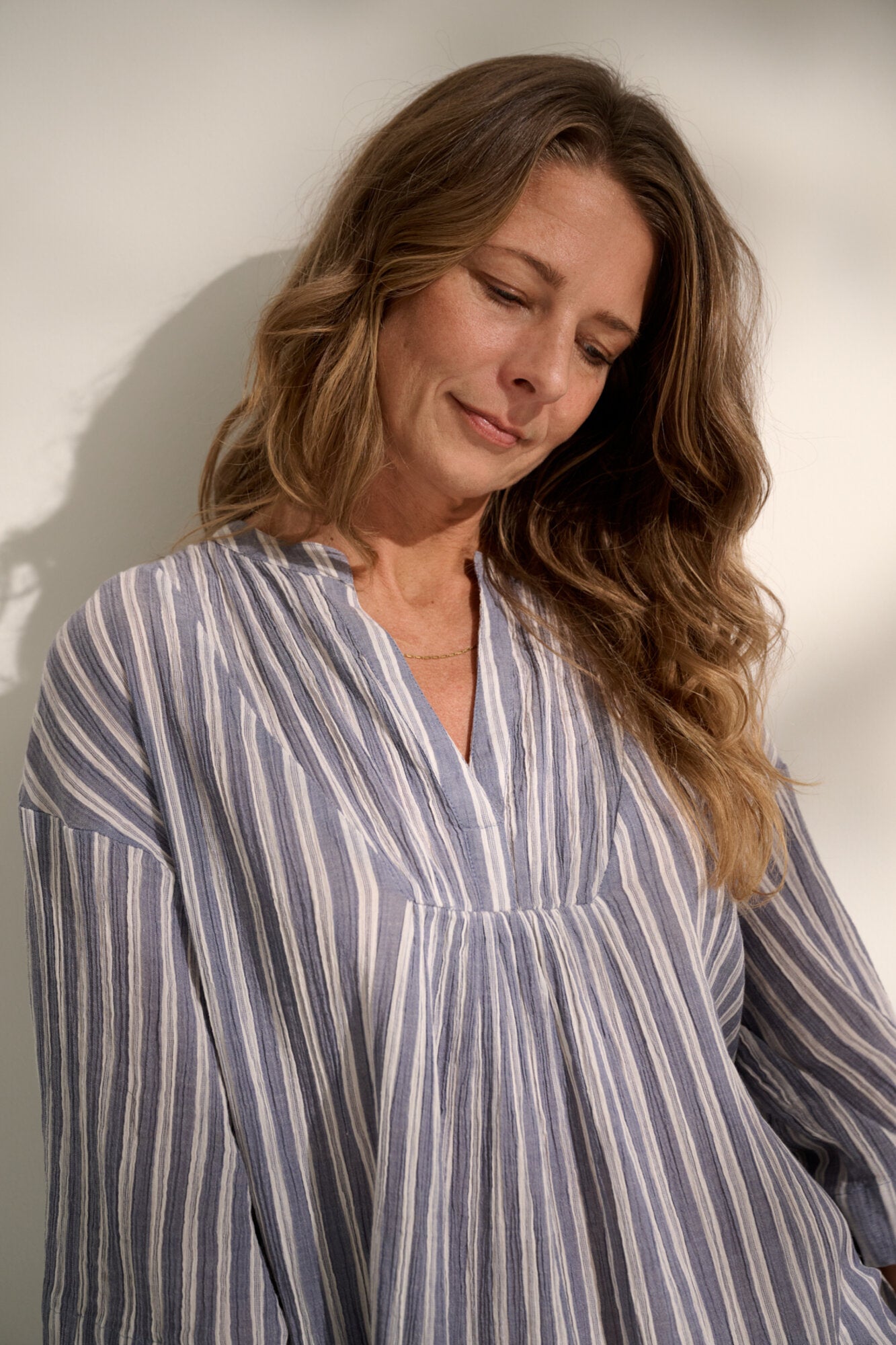 Simple stripe skjorte - Sea blue/ecru